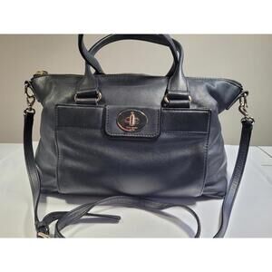 Kate Spade Hampton Road Janie Black Leather Satchel Shoulder Bag Handbag Purse